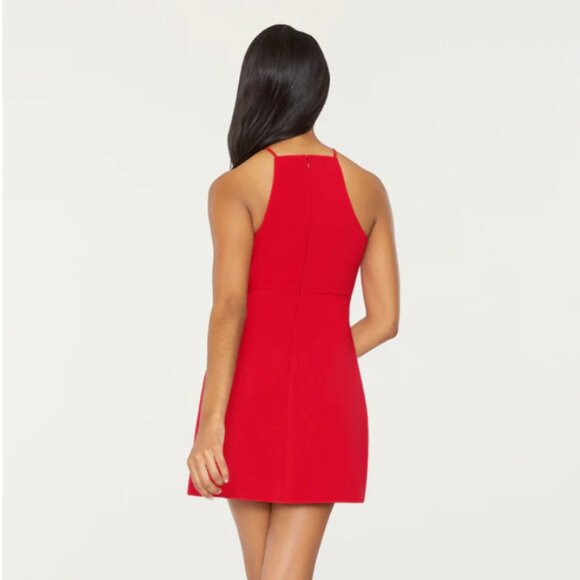 Likely Carro Dress Scarlet Red Women's 4 Mini Rosette Detail High Neck Stretch‎ - Picture 2 of 9
